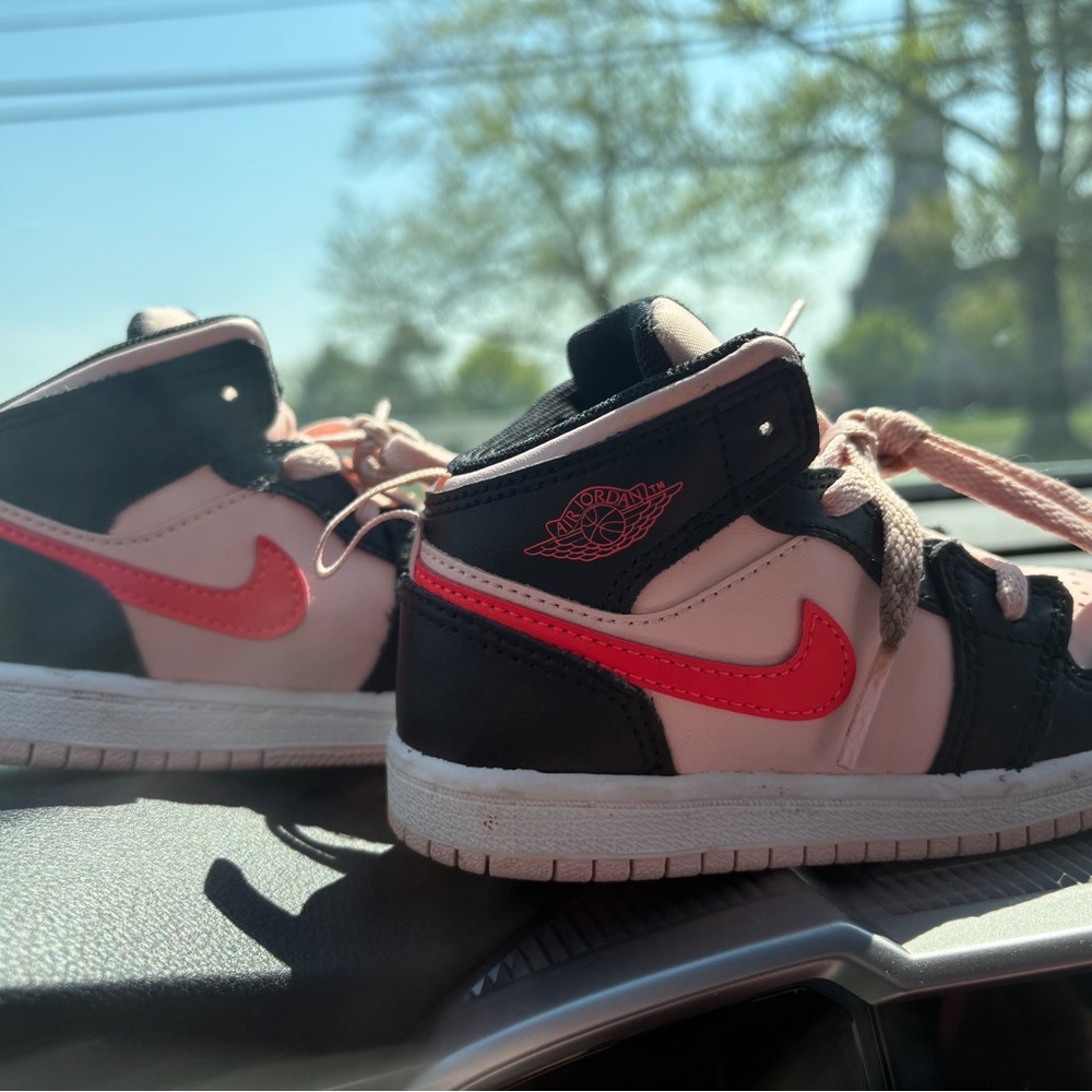Air Jordan Kids' Black and Pink Sneakers